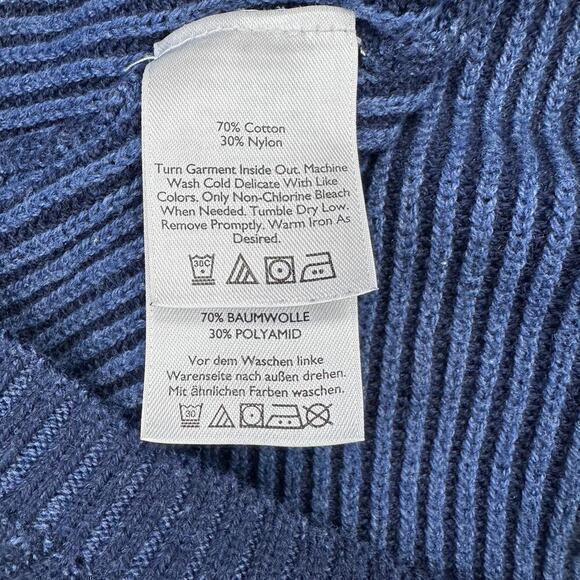 Eddie Bauer Button Front Sweater Size M Blue Pullover Short Sleeve Cable Knit - Picture 6 of 9